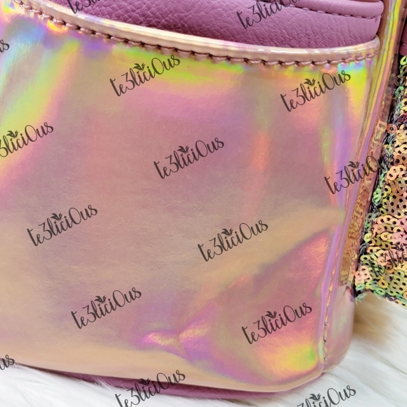 DISNEY PARKS LOUNGEFLY EARIDESCENT PINK BACKPACK - Picture 9 of 11